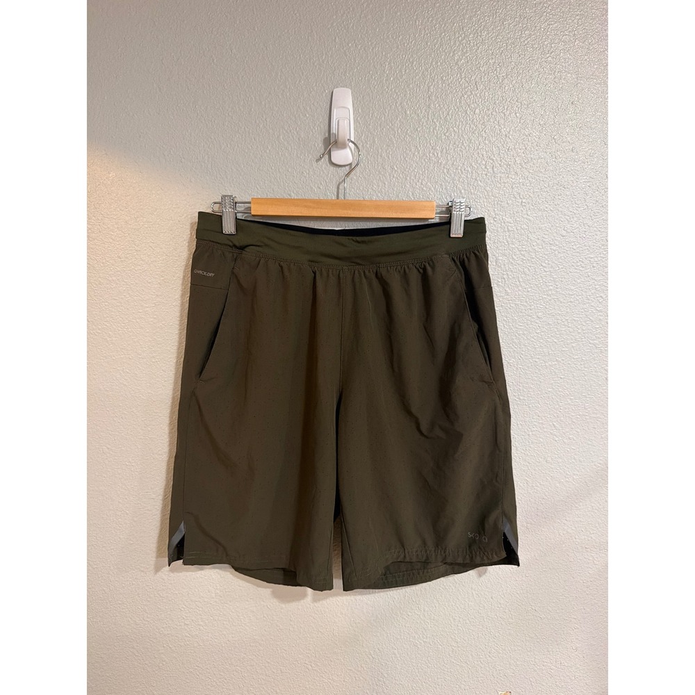 Skora Running Shorts Mens Medium Olive Green Qwick-Dry Perforated Athletic